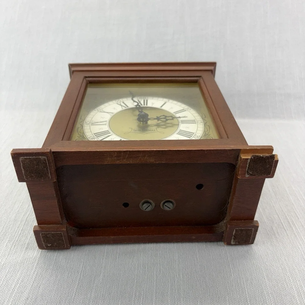 Seth Thomas Exeter Mantel Clock Westminster Chime‎ 8-Day Keywound Wood Case